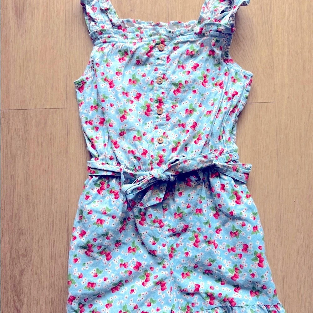 NWT Mini Boden Linen Cotton Ruffle Romper